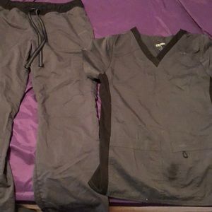 Matching black and grey scrub set